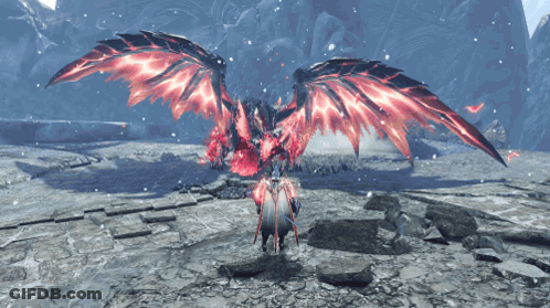 Dragon With Red And Black Wings Standing GIF