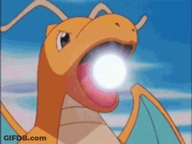 Dragonite Angry Releases Power Through Mouth GIF