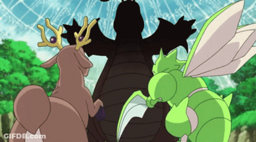 Dragonite Hugs Gengar And Stantler GIF