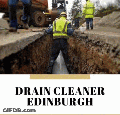 Drain Cleaner Ad Man In Yellow Vest Working On Pipe GIF