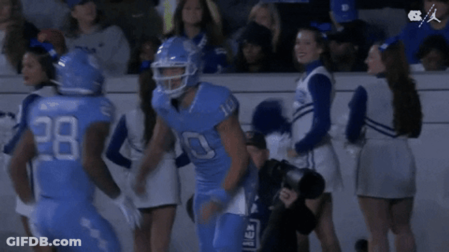 Drake Maye Chest Bump With Groupmate GIF