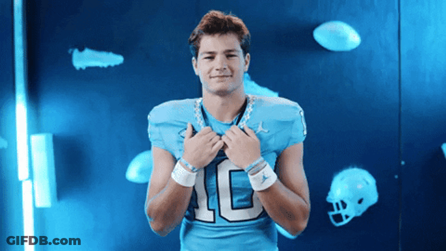 Drake Maye Holding Neckline Of Shirt GIF