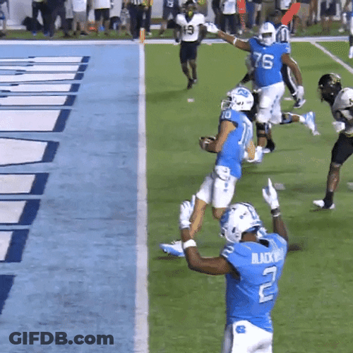 Drake Maye Jumping To Touchdown Zone GIF