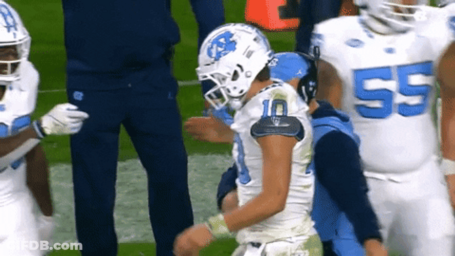 Drake Maye Low Fives With Teammates GIF