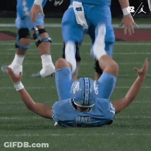 Drake Maye Lying On His Back GIF
