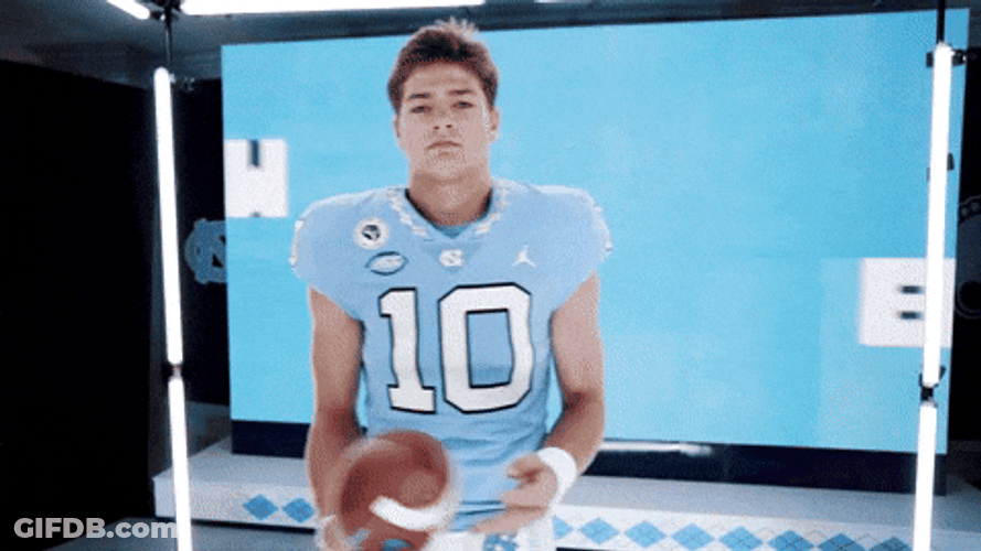 Drake Maye Making Football Spin In Air GIF