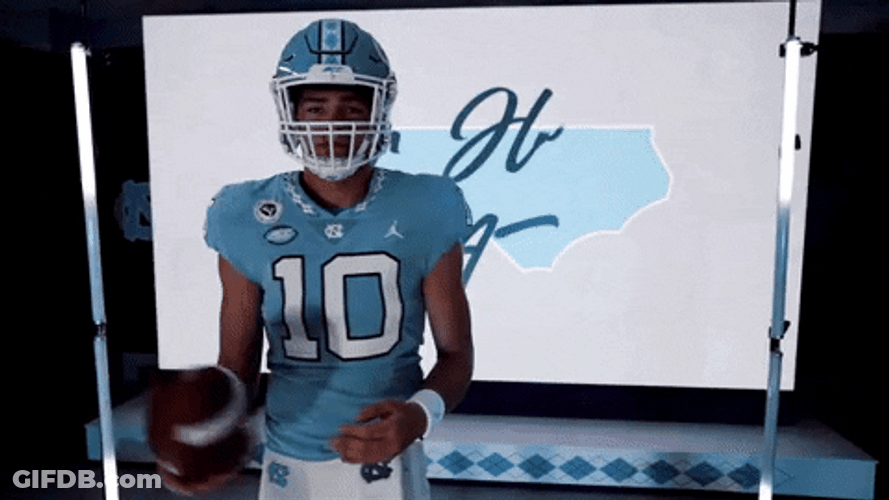Drake Maye Moving Football Around Him GIF