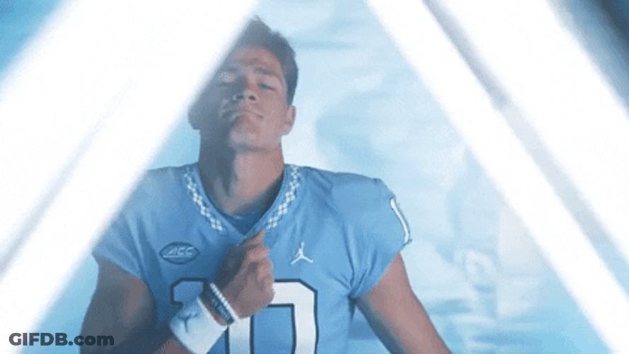 Drake Maye Pounding His Chest GIF