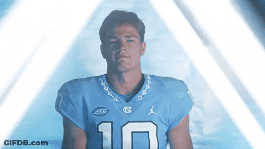 Drake Maye Throwing Blue Football Into The Air GIF