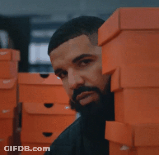 Drake Peeking Behind Nike Shoe Box Stockroom GIF