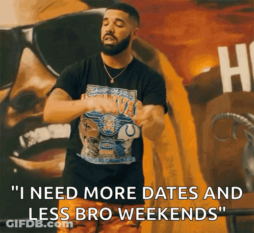 Drake Says " I Need More Dates And Less Bro Weekends " In Front Of A Wall GIF