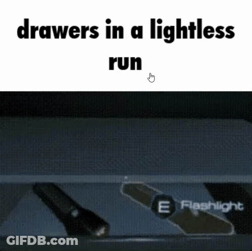Drawers In A Lightless Run With A Flashlight On The Floor . GIF