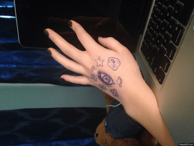 Drawing Hand Tattoo GIF