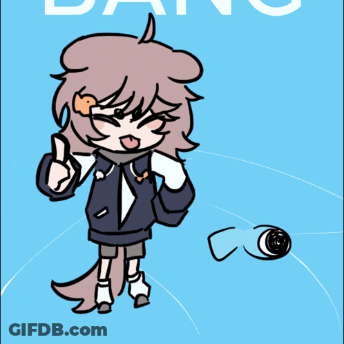 Drawing Of A Girl Saying Bang Bang GIF