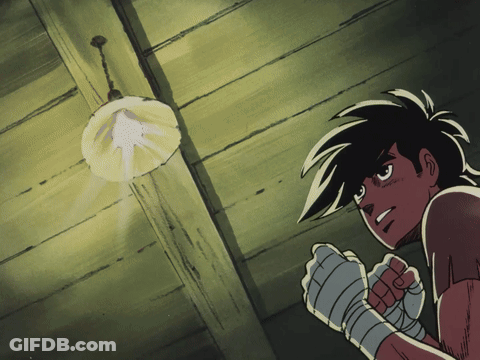 Drawing Of Boxer With Light Bulb Hanging GIF