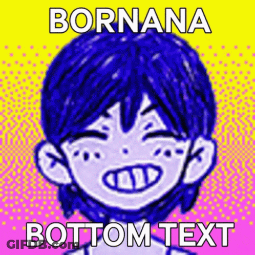 Drawing Of Boy With Blue Hair And Bottom Text GIF