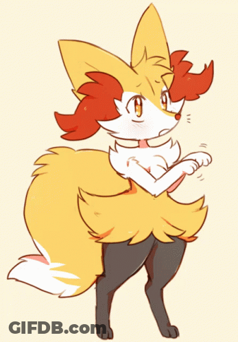 Drawing Of Fox With Yellow Tail And Red Ears GIF