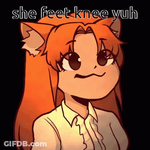 Drawing Of Girl With Cat Ears She Feet Knee Yuh GIF