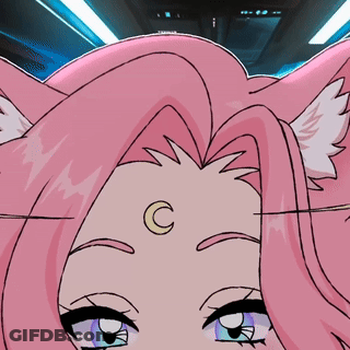 Drawing Of Girl With Crescent Moon On Head GIF