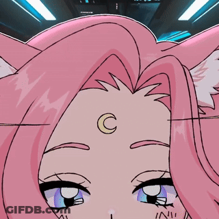 Drawing Of Girl With Pink Hair And Crescent Moon On Forehead GIF