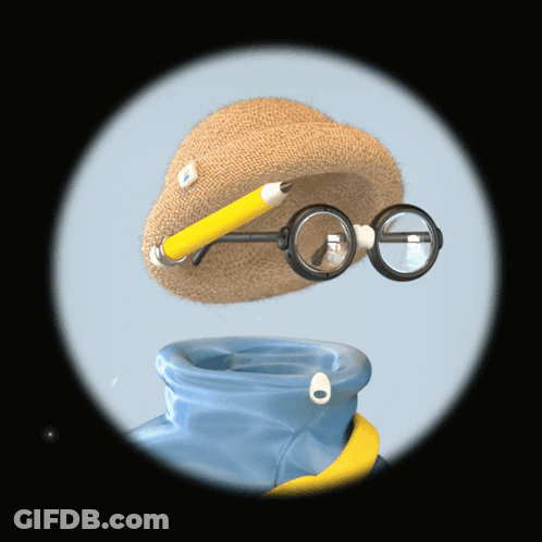 Drawing Of Hat Glasses And Pen GIF