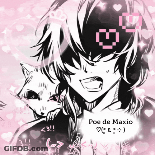 Drawing Of Man And Cat With Poe De Maxio GIF