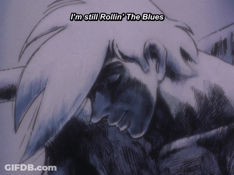 Drawing Of Man Says I'm Still Rollin' The Blues GIF