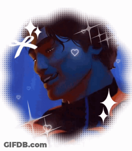 Drawing Of Man With Hearts On Cheeks GIF