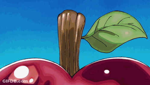 Drawing Of Red Apple With Green Leaf And Wooden Stem GIF