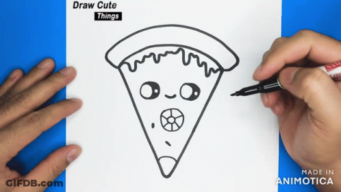 Drawing Pizza Slice With Face GIF