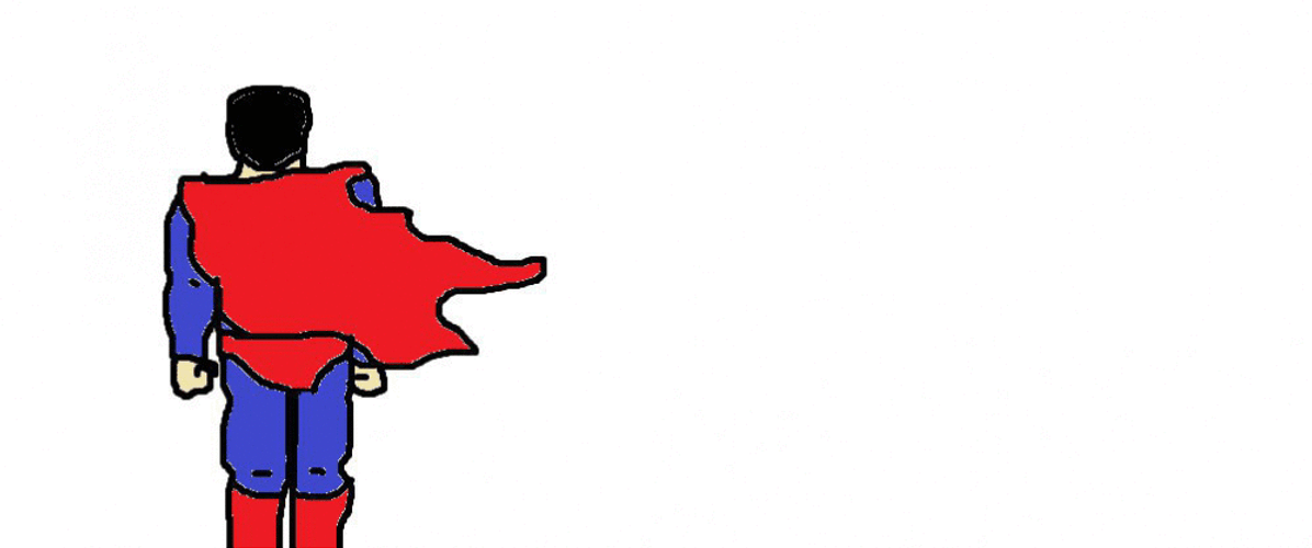 Drawing Superman Flying Above Clouds GIF