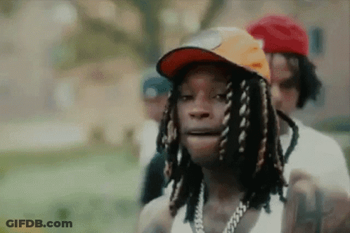 Dreadlocked Man In Hat And Chain Beside Another GIF