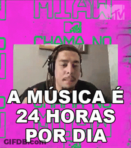Dreadlocked Man In Headphones Says A Musica E 24 Horas Por Dia GIF