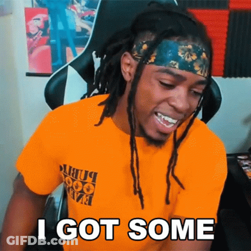 Dreadlocked Man Orange Shirt I Got Some GIF