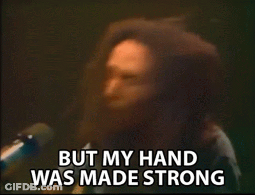 Dreadlocked Man Says But My Hand Was Made Strong GIF