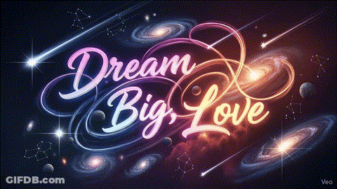 Dream Big Love Poster With Galaxy Background GIF