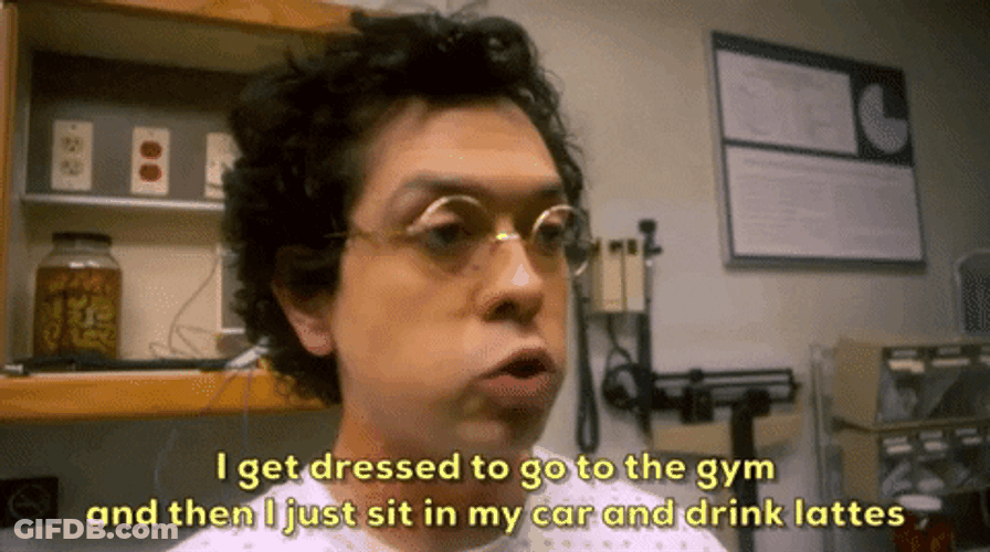 Dressed Up Go To The Gym Sit Drink GIF