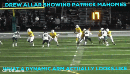 Drew Allar Showing Patrick Mahomes What A Dynamic Arm Actually Looks Like On A Football Field GIF