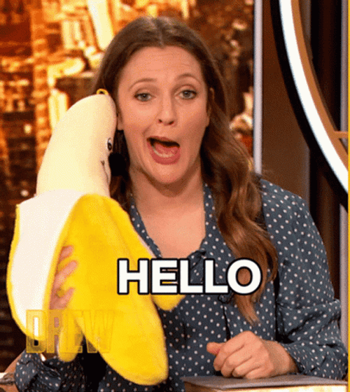 Drew Barrymore Banana Hello GIF