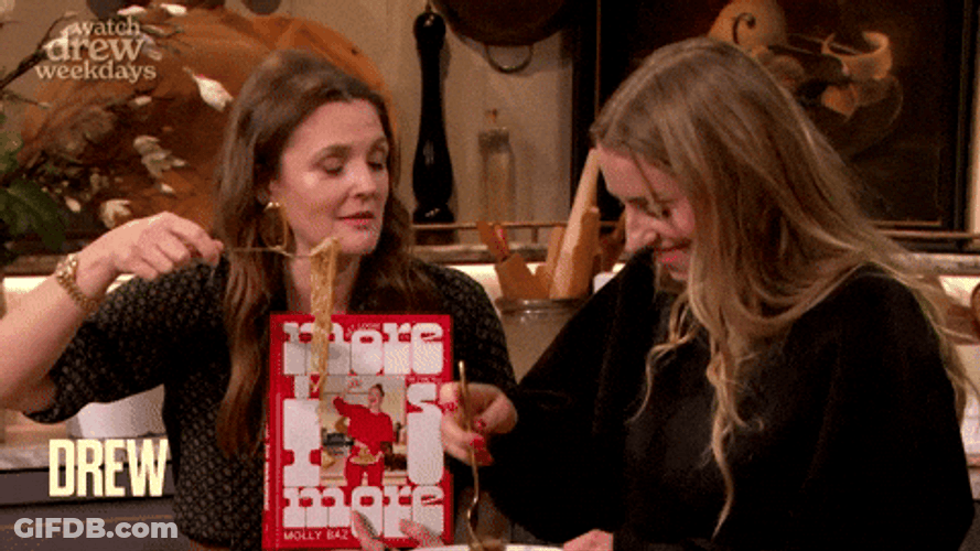 Drew Barrymore Eat Noodle GIF