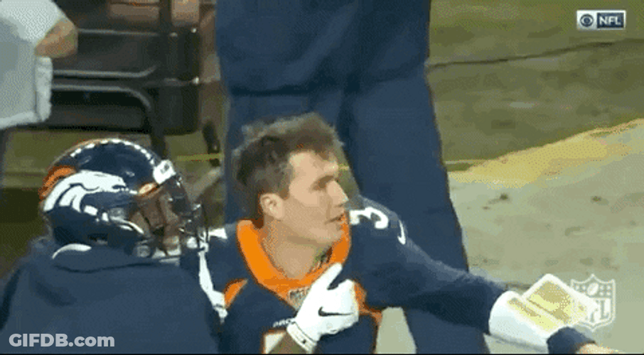 Drew Lock Running With Teammate GIF