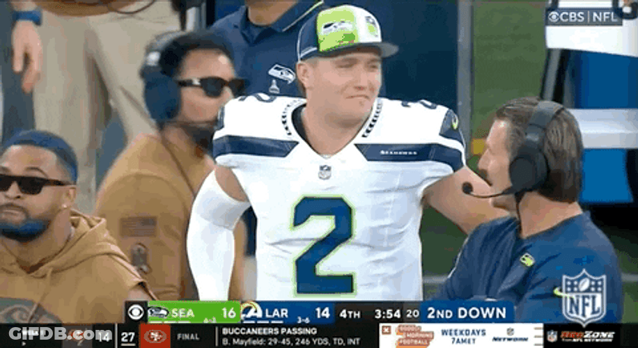 Drew Lock Talking Seattle Seahawks Coach GIF