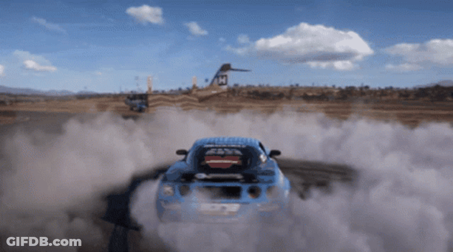 Drift Cars Blue Smokey Donuts GIF