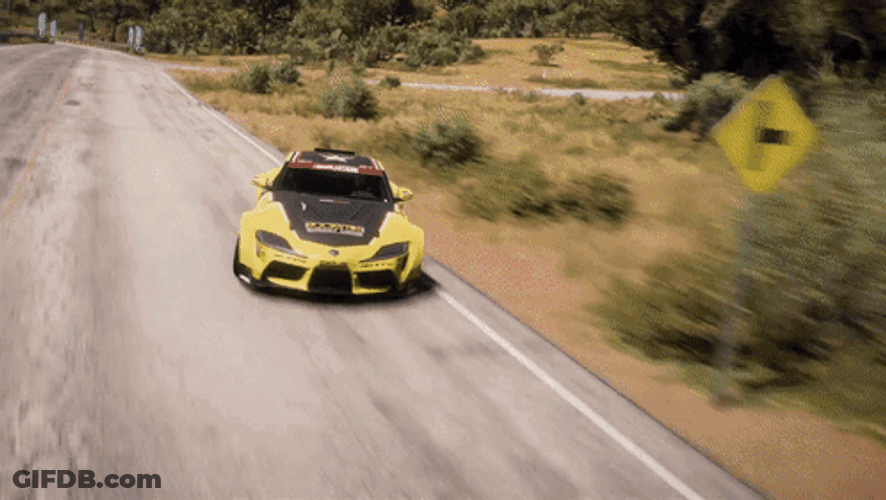 Drift Cars By The Road Yellow Car GIF