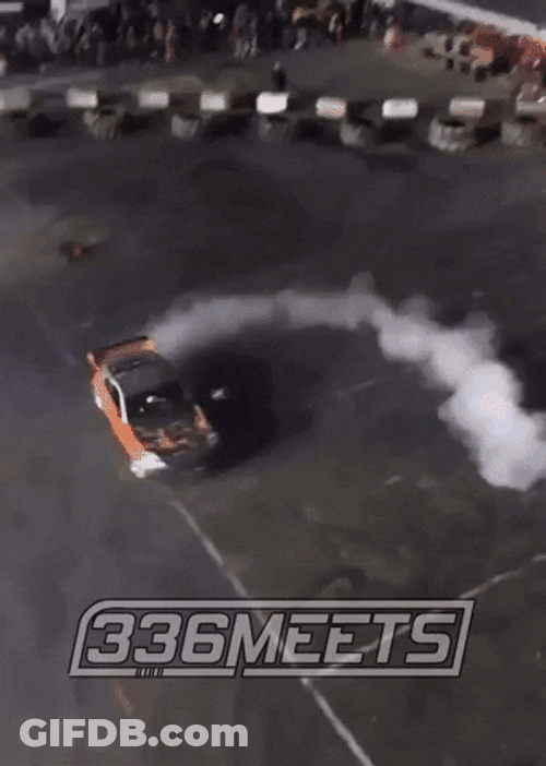 Drift Cars Orange Car Creating Donuts GIF