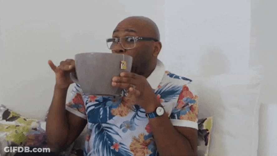 Drinking Big Cup Of Tea GIF