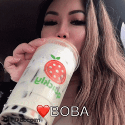 Drinking Boba Milk Tea GIF