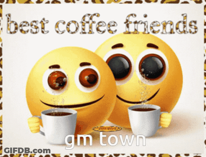 Drinking Coffee Emoji Glitters Friends GIF