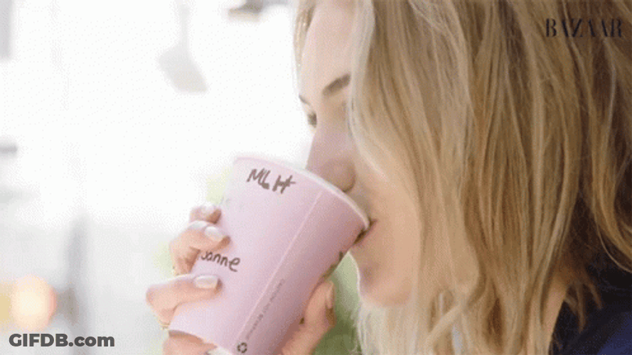 Drinking Coffee Foam Harper Bazaar GIF