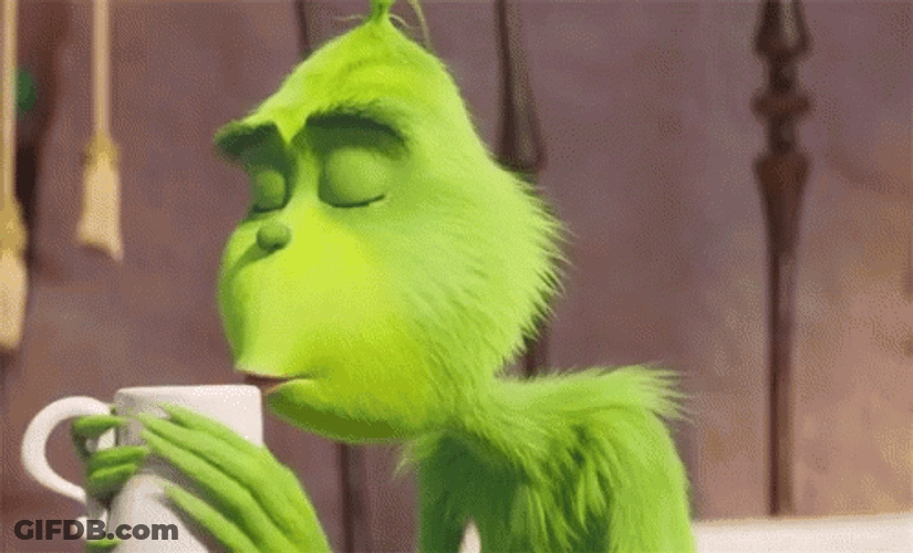 Drinking Coffee Sleepy Grinch Sip GIF